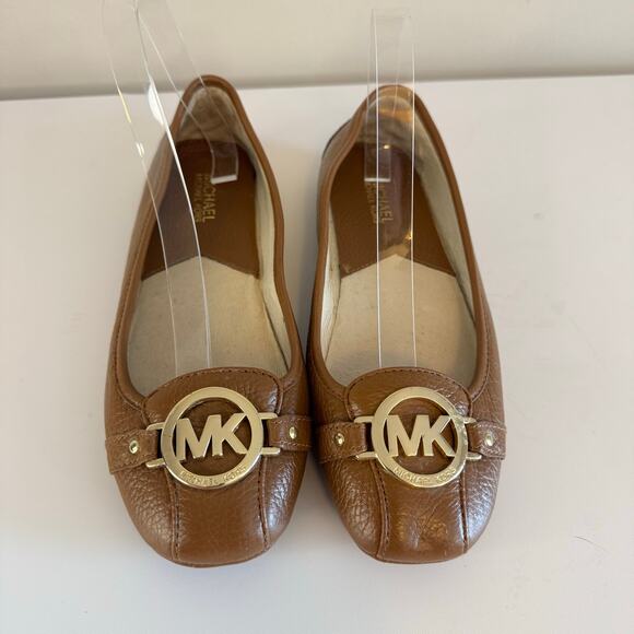 Michael Kors Signature Fulton Ballet Flat Shoes Womens 8.5 Brown Leather Slip On - Picture 6 of 10
